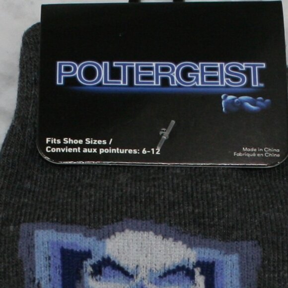 POLTERGEIST Socks Halloween Spooky Creepy Crew Unisex October Grey One Size - Picture 4 of 10